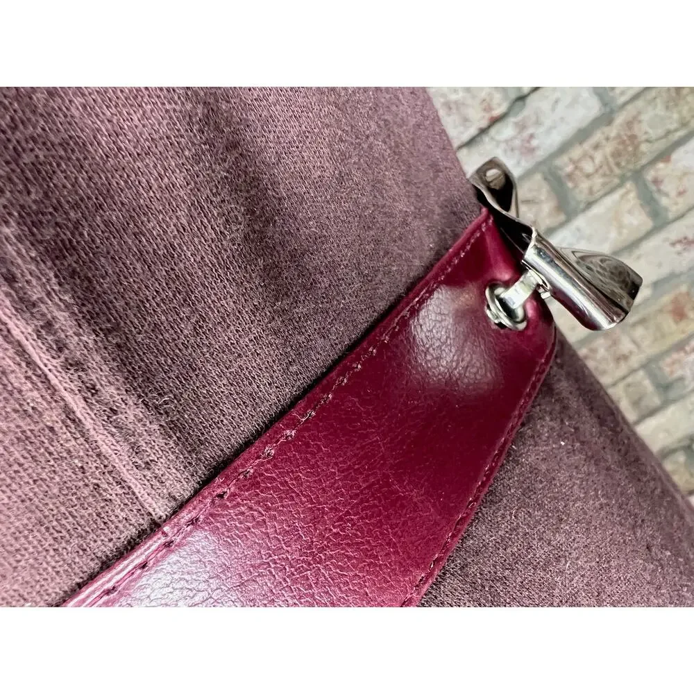 belt oval rippled buckle maroon burgundy wine silver vintage